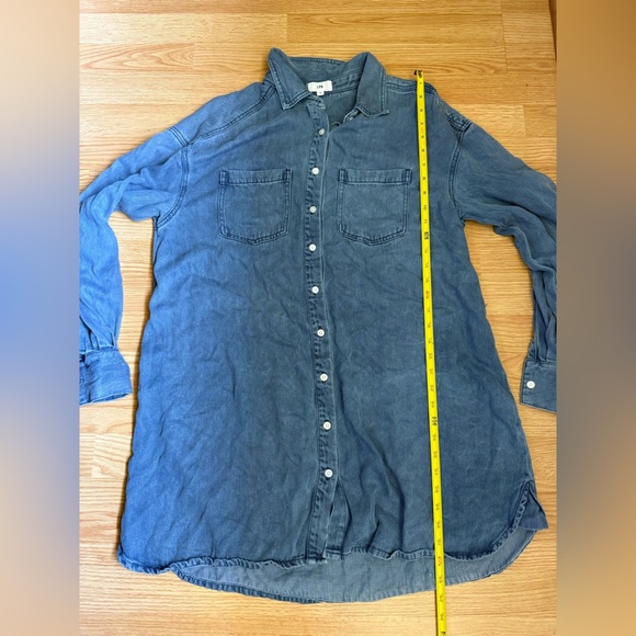 LPA Blue Denim Button-Up Shirt Dress with Belt Size Medium - Picture 6 of 7